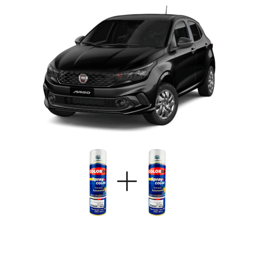 Spray Automotivo Preto Vulcano + Spray Verniz 300ml