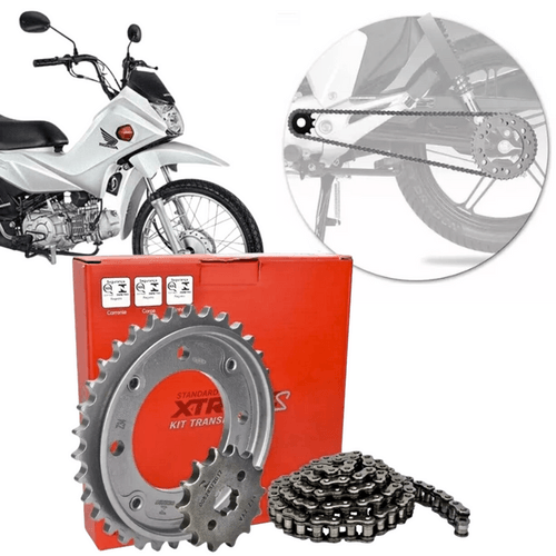 Kit de Relação Transmissão para Honda Pop 110i - Coroa Temperada e Pinhão de Qualidade -  VAZ