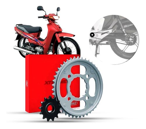 Kit Relação Transmissão Coroa Pinhão Yamaha Crypton 100