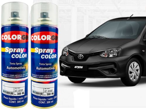Spray Automotivo Preto Infinito Toyota + Verniz Spray 300ml