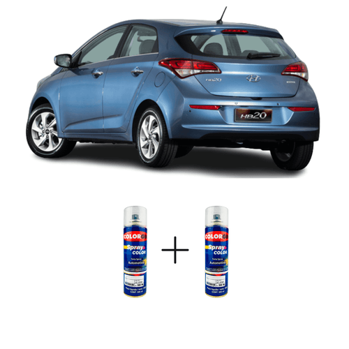 Spray Automotivo Azul Sky HB20 + Verniz Spray 300ml