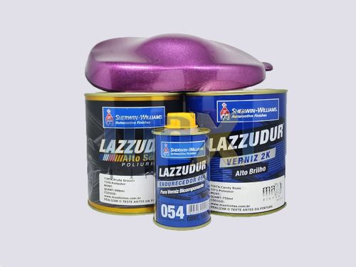 Tinta Automotiva Candy Roxo 900ml + Base Aluminio Graudo