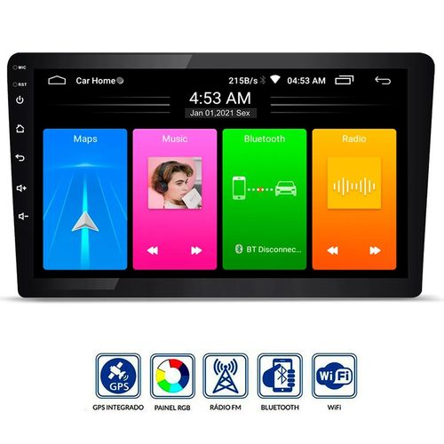 Central Multimídia 10 polegadas gps/bluetooth/wifi/fm/usb/espelhamento IOS Android  Roadstar RS1001BR
