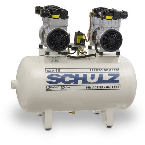 Compressor Ar Motocompressor Odontológico CSD 18/100 3HP Monofásico SCHULZ