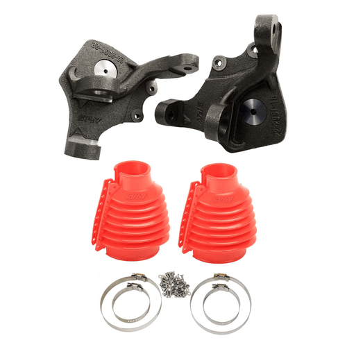 Manga de eixo deslocada VW Fusca e derivados - Suspensão pivô disco 4 furos + coifa de cambio (par)
