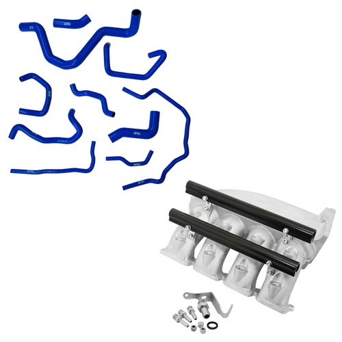 COLETOR ADMISSÃO PLENUM ALUMÍNIO FUNDIDO JATEADO (TRANSVERSAL) TBI LADO DIREITO / 8 BICOS / TBI SEM FUROS + Kit Mangueira - Audi A3 1.8t 20v