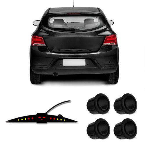 Sensor de Estacionamento Ré 4 Pontos Preto Fosco Display Digital Roadstar RS204BR