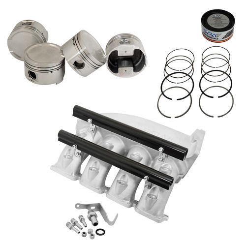 COLETOR ADMISSÃO PLENUM ALUMÍNIO FUNDIDO jateado (TRANSVERSAL) TBI LADO DIREITO / 8 BICOS / TBI ORIGINAL + KIT PISTÃO - VW GOLF - AUDI A3/S3 1.8 20V