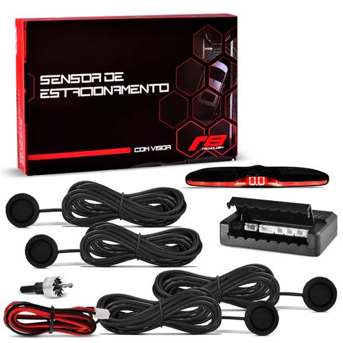 Sensor de Estacionamento Ré Preto Emborrachado 4 Pontos 20mm