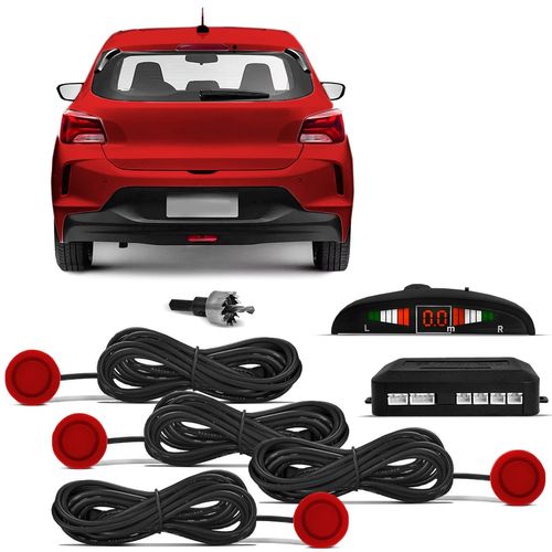 Sensor de Estacionamento Ré Vermelho First Option 4 Pontos 22mm