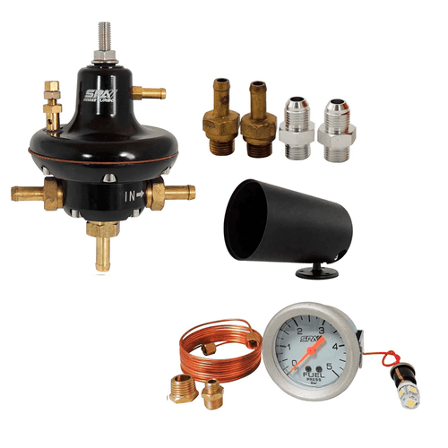 DOSADOR DE COMBUSTÍVEL HPC BILLET V3 MOTORES CARBURADOS + MANÔMETRO DE PRESSÃO DE COMBUSTÍVEL 5 BAR 52 MM SPA TURBO + SUPORTE GRÁTIS