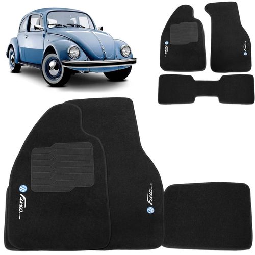 Tapete Carpete Fusca 1951 a 1996 Preto 3 Peças