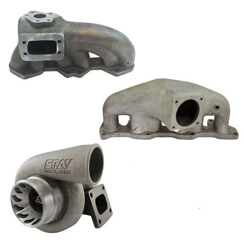 Coletor de admissão plenum curto (short intake) + Coletor de escape p/ turbo VW Golf / Passat VR6 12V + Turbina .70 SPA 700 / T4 c/ refluxo