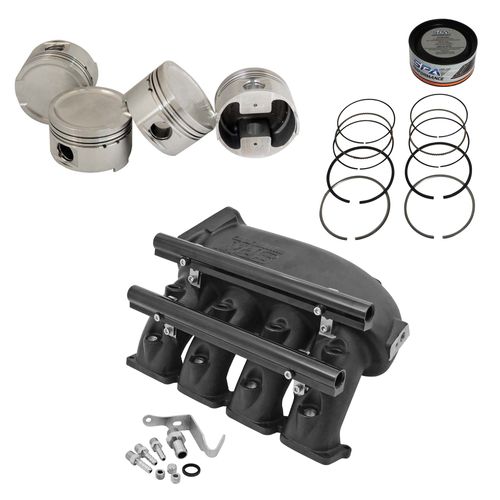 COLETOR ADMISSÃO PLENUM ALUMÍNIO FUNDIDO PRETO (TRANSVERSAL) TBI LADO ESQUERDO / 8 BICOS / TBI ORIGINAL + KIT PISTÃO - VW GOLF - AUDI A3/S3 1.8 20V