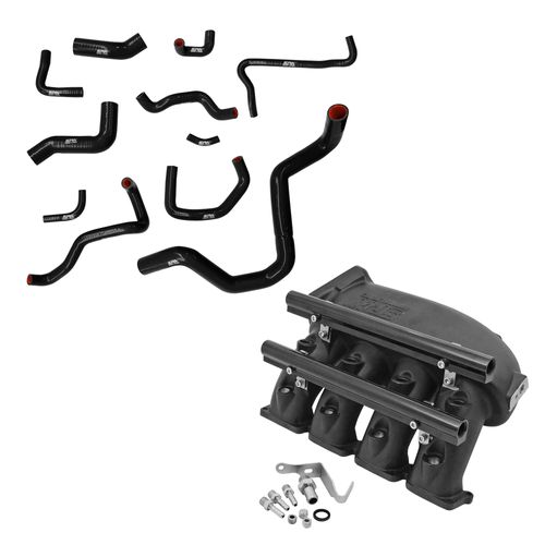 Coletor admissão plenum alumínio fundido - (transversal) TBI lado esquerdo - 8 BICOS - TBI ORIGINAL - PRETO + Kit Mangueira - Vw Golf Gti 1.8 20v
