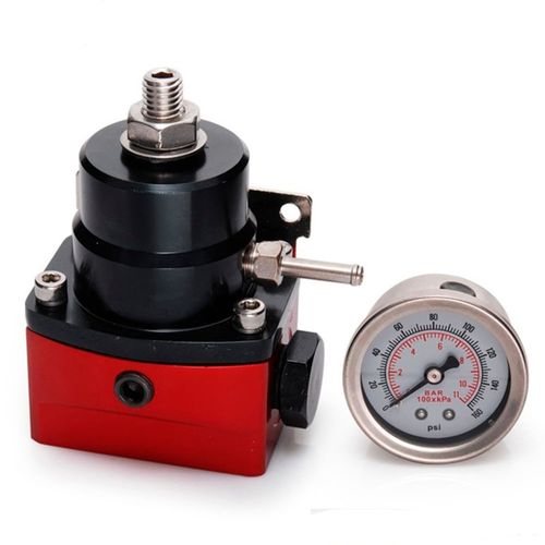 Dosador de Combustível 1:1 para motores injetados em alumínio billet com manômetro de combustível 160psi incorporado