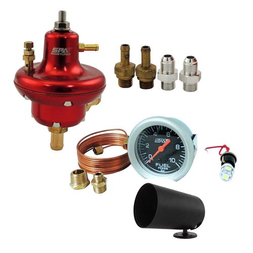 DOSADOR DE COMBUSTÍVEL HPI BILLET V3 MOTORES INJETADOS + MANÔMETRO DE PRESSÃO DE COMBUSTÍVEL 10 BAR 52 MM SPA TURBO + SUPORTE GRÁTIS