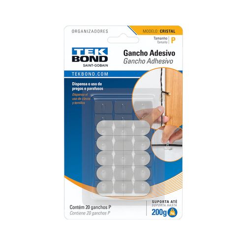 Gancho Cristal De Plástico Transparente P - Tekbond