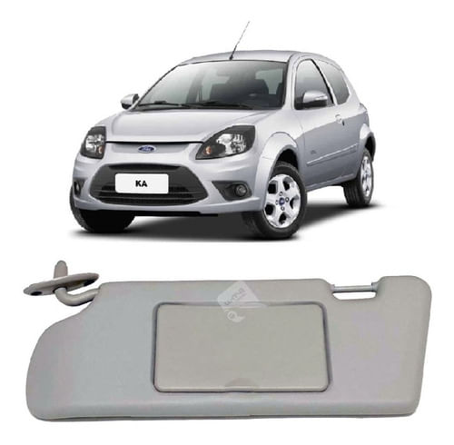 Quebra Sol Esquerdo Ford Ka 1997-2013 C/ Espelho Bolsa Cinza (1)
