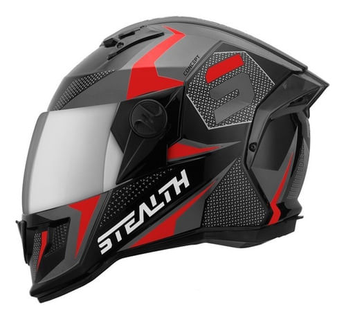Novo Capacete Fechado Protork Stealth Concept Cinza/vermelho