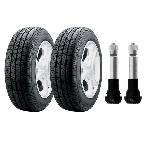 Kit com 2 pneus Pirelli aro 14 - 185/65R14 - P400 - 85T e 2 bicos de pressão cromados para pneu