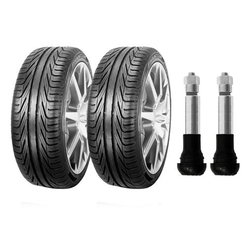 Kit com 2 pneus Pirelli aro 16 - 205/55R16 - Phantom - 91W e 2 bicos de pressão cromados para pneu