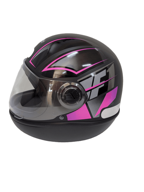Capacete formula 1 preto fosco/rosa neo 56