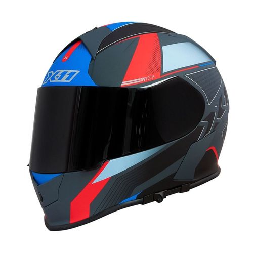 Capacete x11 revo pro flaggers vermelho fosco 58 c/ oculos solar