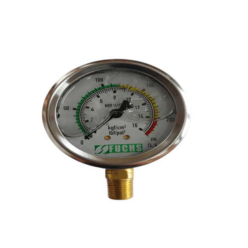 Manômetro Vertical de Pressão com Glicerina Para Pulverizadores Agrícolas Engate Rosca 1/4"NPT