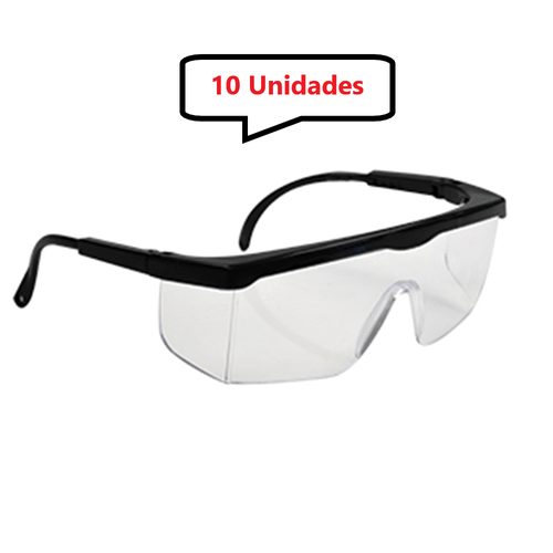 Kit 10 óculos Protetor Epi Incolor Haste Regulagem Com CA