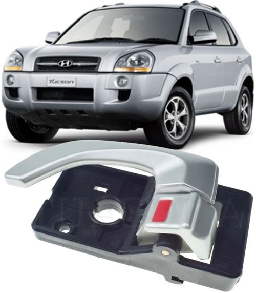 Macaneta Interna Porta Esquerda Tucson de 2006 À 2014 - Prata