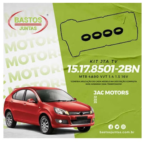 KIT JUNTA TAMPA DE VALVULAS - JAC J2 J3 J5 VVT 1.4 1.5 16V 4A90