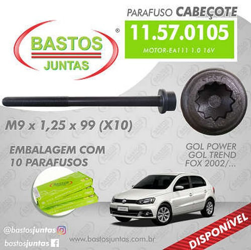PARAFUSO DE CABECOTE - VW GOL POWER PARATI TURBO 1.0 16V APOS 2002
