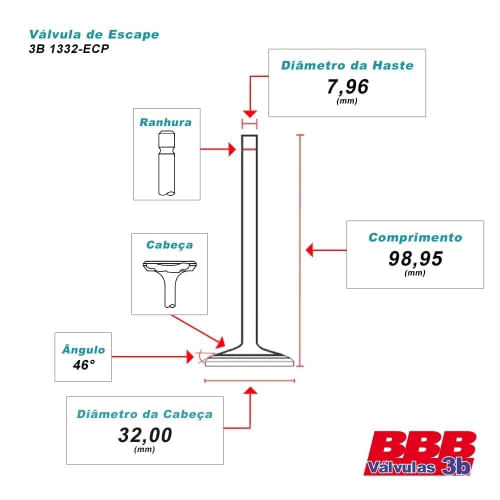 VALVULA ESCAPE - GM CHEVETTE CHEVY MARAJO 1.4 1.6 8V APOS 1976