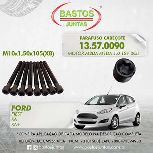 PARAFUSO DE CABECOTE - FORD KA NEW FIESTA 1.0 12V 3CIL FLEX