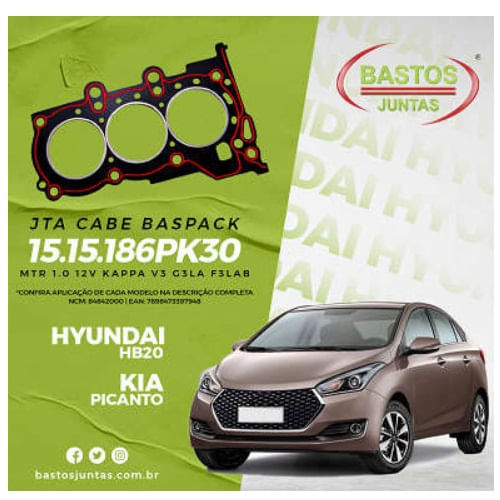JUNTA DO CABECOTE - HYUNDAI HB20 | KIA PICANTO 1.0 12V 3CIL APOS 2012