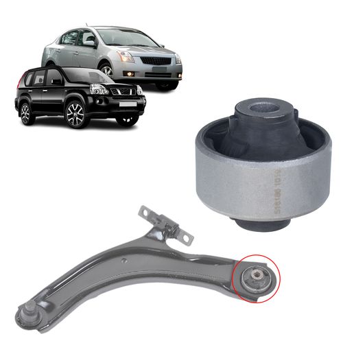 Bucha Bandeja Balança Nissan Sentra 2.0 2007 a 2013 e X-Trail 2008 a 2009 Dianteira Maior Traseira