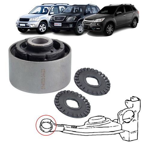 Bucha Bandeja Balança Traseira Toyota Rav4 2000 A 2005/ Lifan X60 2013 A 2019/ Tiggo 2009 A 2023