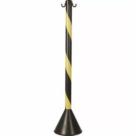 Pedestal organizador de filas zebrado preto e amarelo 93cm / UN / Plastc