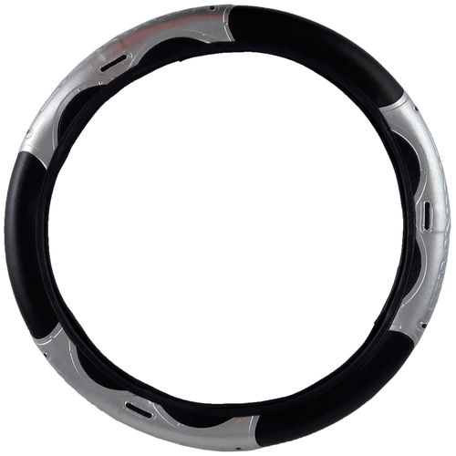Capa para Volante na Cor Preto com Prata Tuning Tamanho 38cm