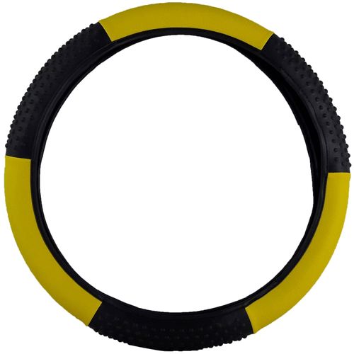 Capa para Volante com Massageador na Cor Preto com Amarelo Tamanho 38cm