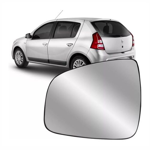 Vidro com Base do Espelho Retrovisor Lado Esquerdo Logan 2010 até 2013 Sandero 2010 até 2014 Stepway 2011 até 2014 Duster 2011 até 2015