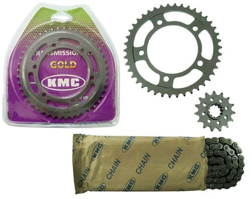 Kit Relação Nxr Bros 150 Kmc Completa Aço 1045 Com Retentor