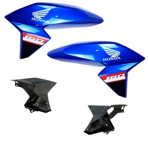 Aba Tanque Titan 160 Azul Metálico 2020 E 2021 Adesivada Com Complemento Par