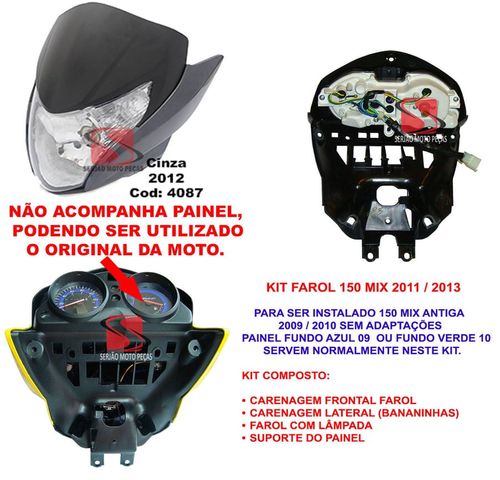 Carenagem Farol Completa Com Suporte Painel Titan150 Mix 2011 até 2013