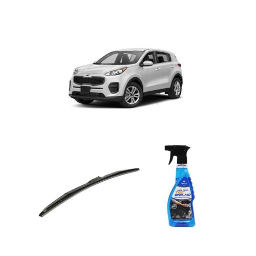 KIT LIMPA VIDROS SPRAY TECBRILHO 500ML PARA-BRISA TECBRIL + PALHETA UNIVERSAL HYBRID 24" REDUX32 SPORTAGE DE 2017 A 2022