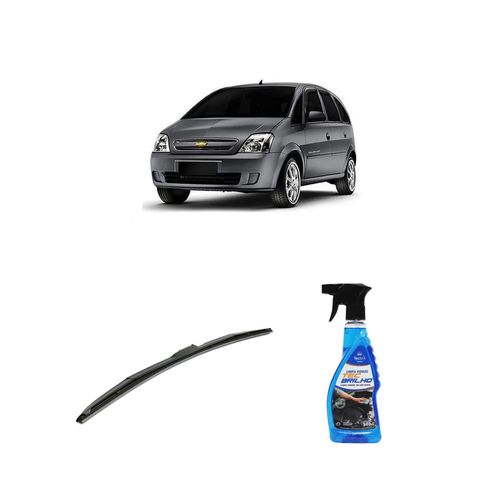 KIT LIMPA VIDROS SPRAY TECBRILHO 500ML PARA-BRISA TECBRIL + PALHETA UNIVERSAL HYBRID 24" REDUX32 MERIVA DE 2002 A 2012