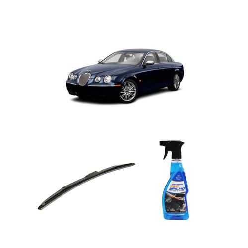 KIT LIMPA VIDROS SPRAY TECBRILHO 500ML PARA-BRISA TECBRIL + PALHETA UNIVERSAL HYBRID 24" REDUX32 JAGUAR S-TYPE DE 2002 A 2008