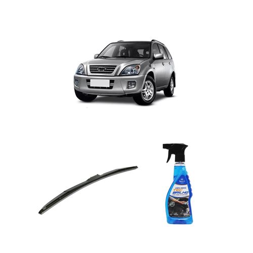 KIT LIMPA VIDROS SPRAY TECBRILHO 500ML PARA-BRISA TECBRIL + PALHETA UNIVERSAL HYBRID 24" REDUX32 TIGGO DE 2009 A 2015