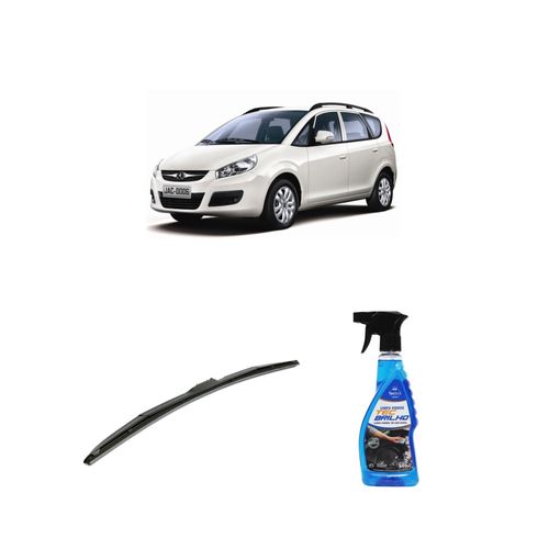 KIT LIMPA VIDROS SPRAY TECBRILHO 500ML PARA-BRISA TECBRIL + PALHETA UNIVERSAL HYBRID 24" REDUX32 JAC J6 DE 2010 A 2016